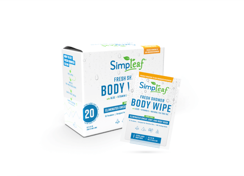 Simpleaf Brands - Extra Large Fresh Shower Body Wipes 12 inche by 12 Inche  wipes for personal cleanup - Box size